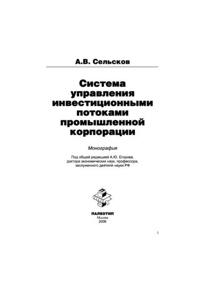 Система управления инвестиционными потоками промышленной корпорации - Анатолий Сельсков