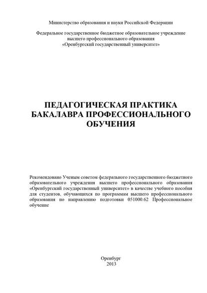 Педагогическая практика бакалавра профессионального обучения - Коллектив авторов