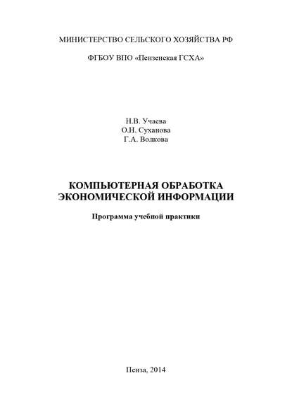 Компьютерная обработка экономической информации - О. Н. Суханова