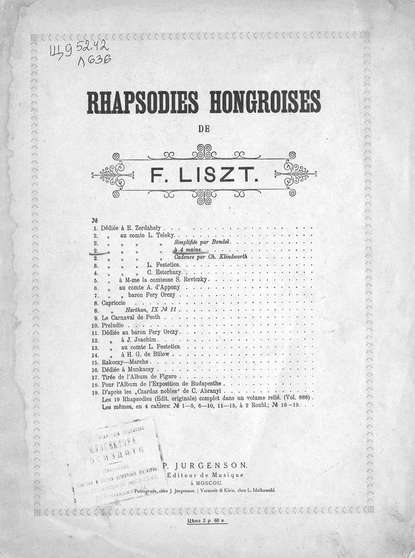 2 Rhapsodie hongroise par F. List, a 4 ms. — Ференц Лист