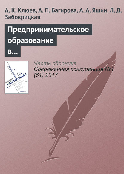 Предпринимательское образование в университетах страны: масштабы, виды программ, баланс компетенций - А. К. Клюев