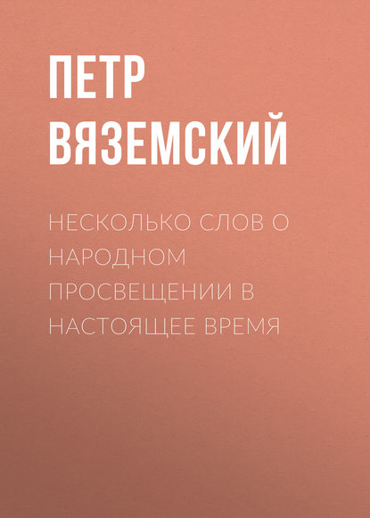 Несколько слов о народном просвещении в настоящее время - Петр Вяземский